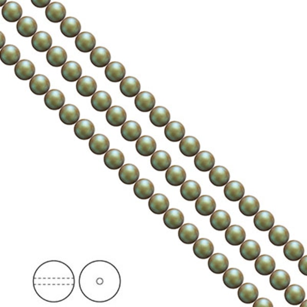 Preciosa Nacre Pearls (premiumkvalitet), 4mm, Pearlescent Khaki,