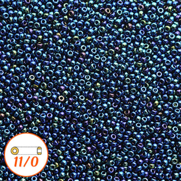 Miyuki seed beads 11/0, blue iris, 10g blå