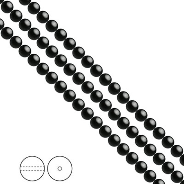 Preciosa Nacre Pearls (premiumkvalitet), 4mm, Magic Black, 30st