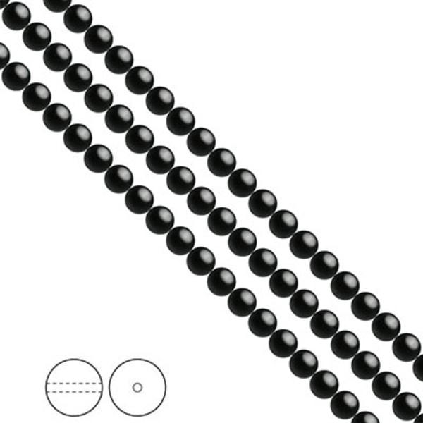 Preciosa Nacre Pearls (premiumkvalitet), 4mm, Magic Black, 30st svart