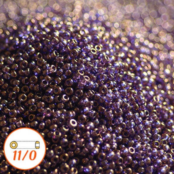 Miyuki seed beads 11/0, lavender blue gold luster, 10g lila