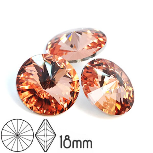 Preciosa rivoli kristaller, 18mm, Crystal Apricot, 1st beige