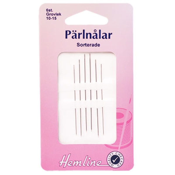 Hemline pärlnålar i 2 storlekar (#10-15), 6-pack