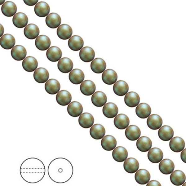 Preciosa Nacre Pearls (premiumkvalitet), 6mm, Pearlescent Khaki,