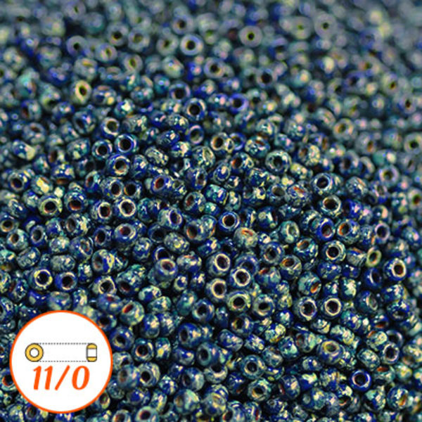 Miyuki seed beads 11/0, Picasso cobalt, 10g blå