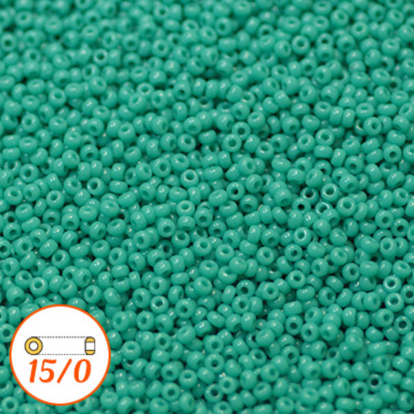 Miyuki seed beads 15/0, opaque green turquoise, 10g