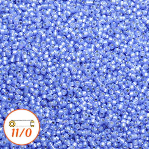 Miyuki seed beads 11/0, silver-lined dyed violet alabaster, 10g blå