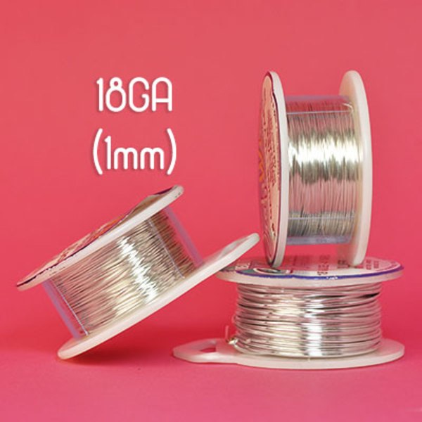 Tarnish resistant wire, silverpläterad, 18GA (1mm grov) silver