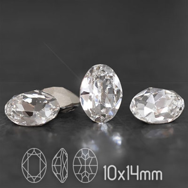 Preciosa kristall, 14x10mm MC Oval, Crystal, 1st transparent