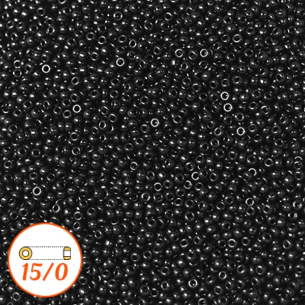 Miyuki seed beads 15/0, black, 10g svart
