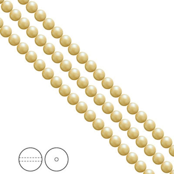 Preciosa Nacre Pearls (premiumkvalitet), 4mm, Pearlescent Yellow gul