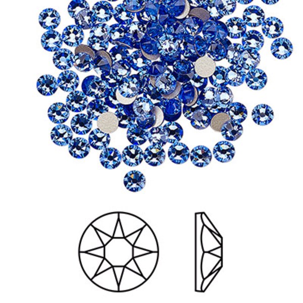Swarovski flat back strass, 3-3.2mm, sapphire, 20-pack blå