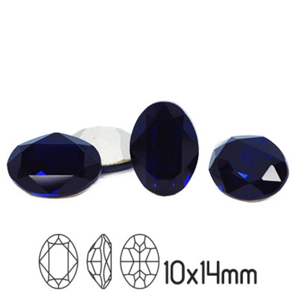 Preciosa kristall, 14x10mm MC Oval, Dark Indigo, 1st blå