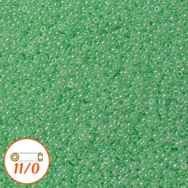 Miyuki seed beads 11/0, I-D mint green ceylon, 10g grön
