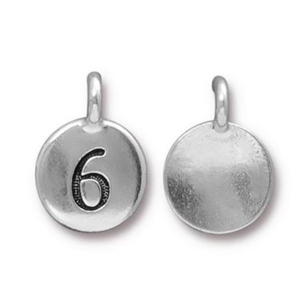 TierraCast berlock "6", 11.7x16.5mm, silverpläterad, 1st silver