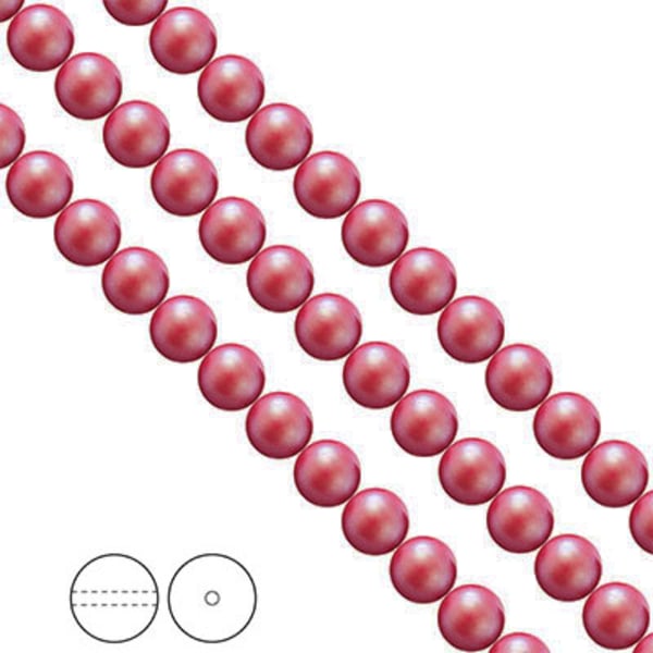 Preciosa Nacre Pearls (premiumkvalitet), 8mm, Pearlescent Red, 2