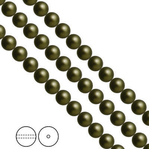 Preciosa Nacre Pearls (premiumkvalitet), 8mm, Dark Green, 20st