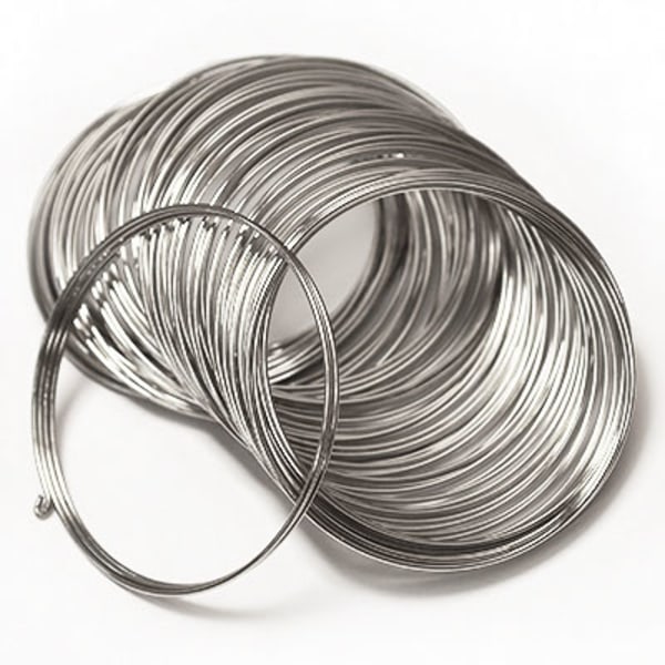 Memorywire för armband, 1mm x 6cm, stålfärgad, 10 varv silver