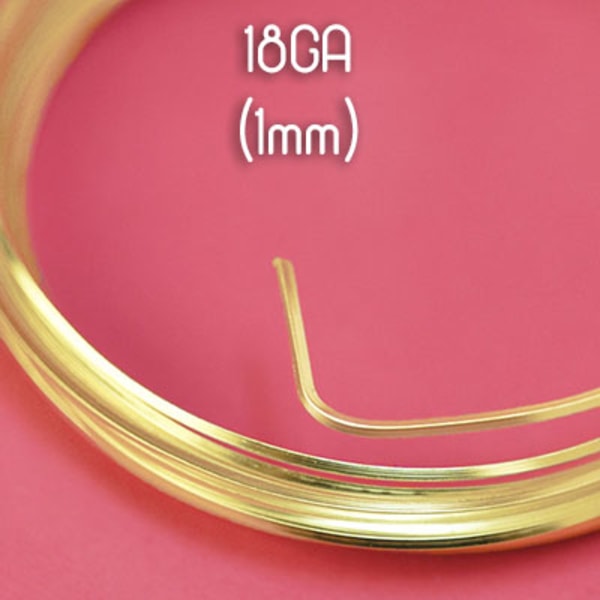 Fyrkantig non-tarnish gold wire, 18GA (1mm grov), guld/ljusguld guld