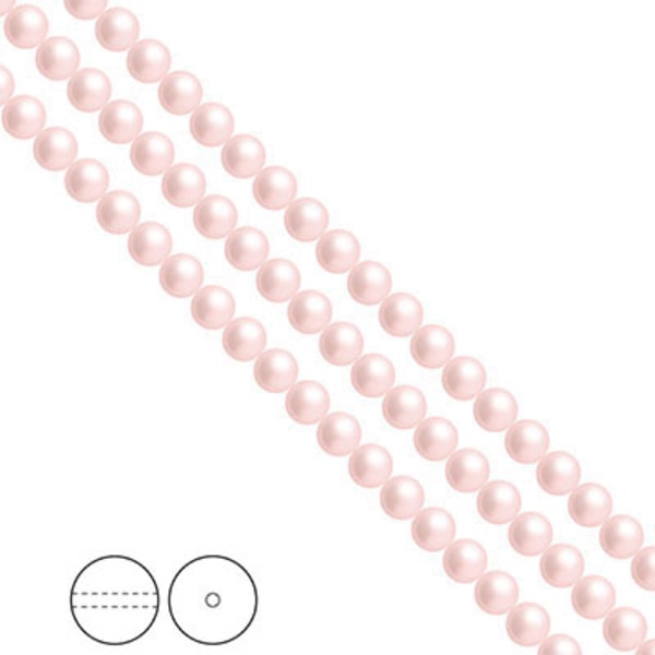 Preciosa Nacre Pearls (premiumkvalitet), 4mm, Rosaline, 30st