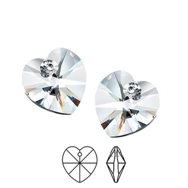 Preciosa berlocker, 10mm hjärtan, Crystal, 4st transparent