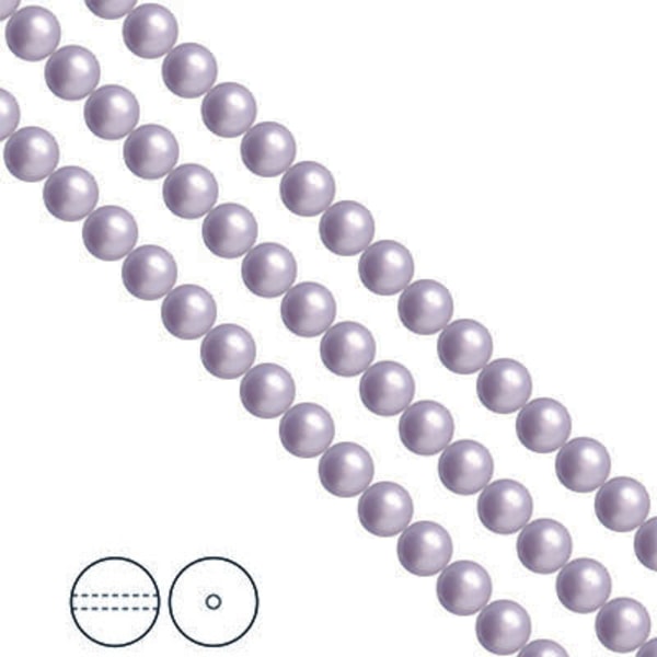 Preciosa Nacre Pearls (premiumkvalitet), 6mm, Lavender, 25st