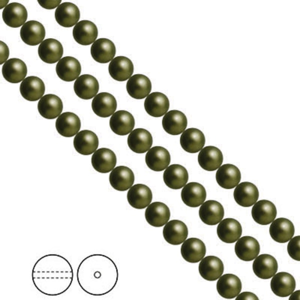 Preciosa Nacre Pearls (premiumkvalitet), 6mm, Dark Green, 25st