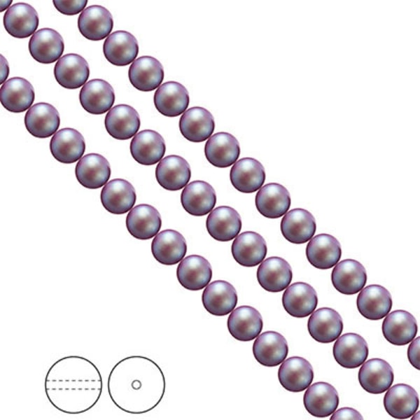 Preciosa Nacre Pearls (premiumkvalitet), 6mm, Pearlescent Violet