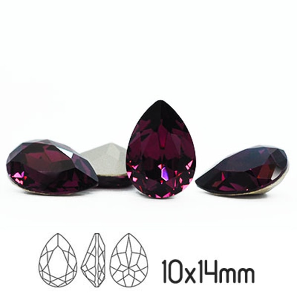 Preciosa kristall, 14x10mm Baroque Pear, Amethyst, 1st lila