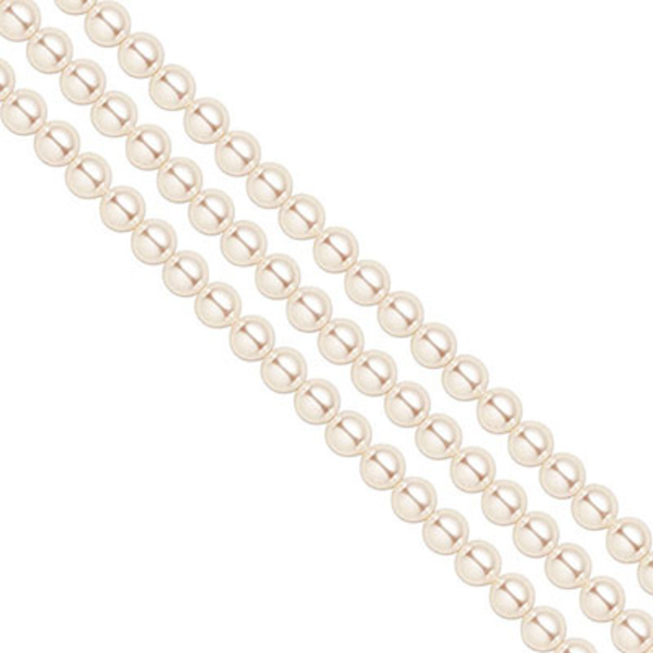 Aurora Crystal Pearls (premiumkvalitet), 2mm, Creamrose, ca 200s beige