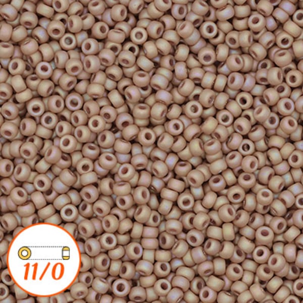 Miyuki seed beads 11/0, matte glazed opaque nutmeg AB, 10g
