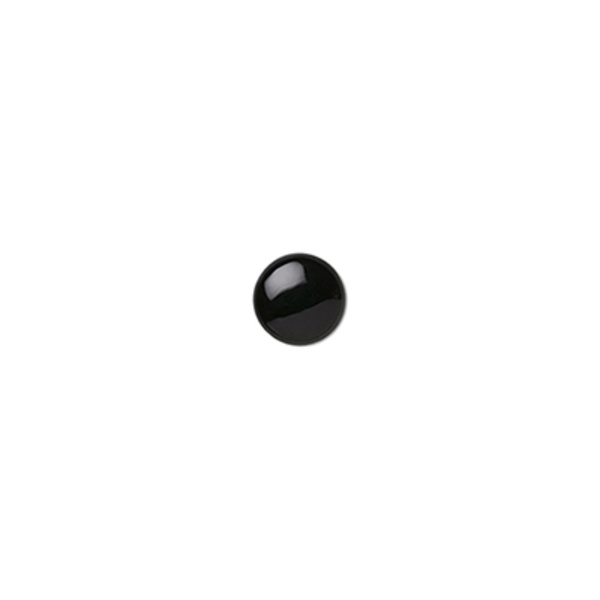 Cabochon, svarttonad agat, ca 6mm rund, 1st svart