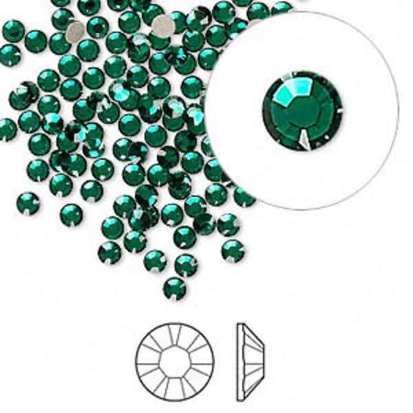 Swarovski flat back strass, 2.5-2.7mm, emerald, 20-pack grön