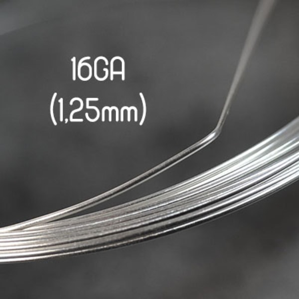 Halvrund non-tarnish silverpläterad wire, 16GA (1,25mm grov)