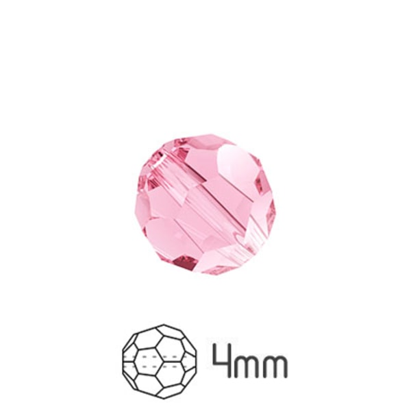 Runda fasetterade Preciosa pärlor, 4mm, Pink Sapphire, 30st rosa