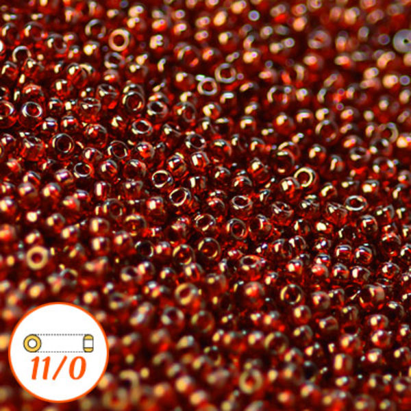 Miyuki seed beads 11/0, garnet gold luster, 10g röd