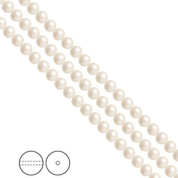 Preciosa Nacre Pearls (premiumkvalitet), 4mm, Cream, 30st