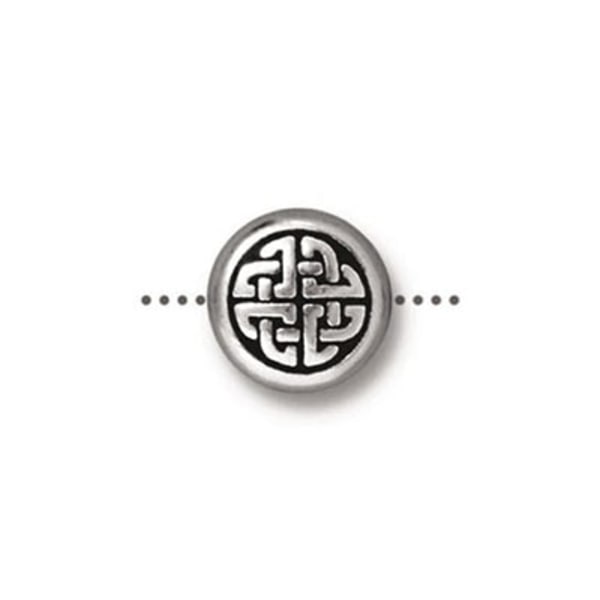 TierraCast pärla, 10mm Medium Celtic Circle, silverpläterad, 1st silver