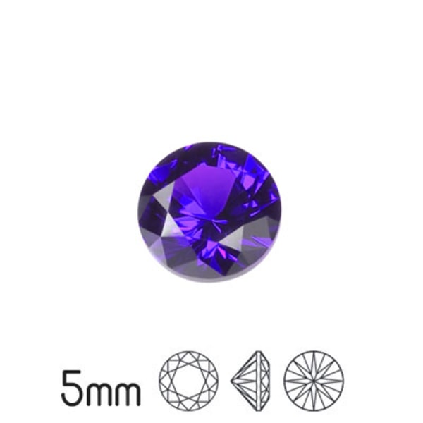 Kubisk zirkonia, 5mm, Preciosa round brilliant cut, Purple (lila lila 2