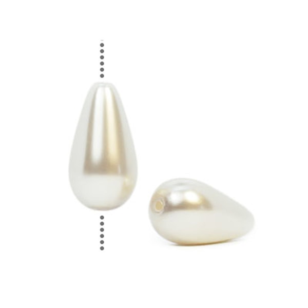 Droppformade Preciosa Nacre Pearls (premiumkvalitet), 15x8mm, Wh
