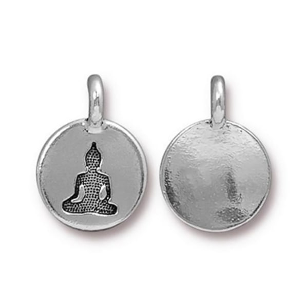 TierraCast berlock Buddha, 11.7x16.5mm, silverpläterad, 1st silver