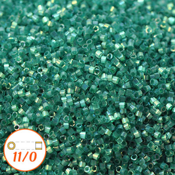 Miyuki Delica 11/0, I-D emerald AB silk glazed, 5g grön