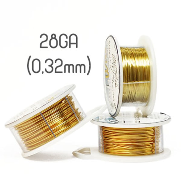 Non-tarnish gold wire, 28GA (0,32mm grov), guld/ljusguld nyans guld