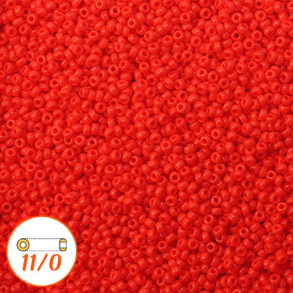 Miyuki seed beads 11/0, opaque vermillion red, 10g röd