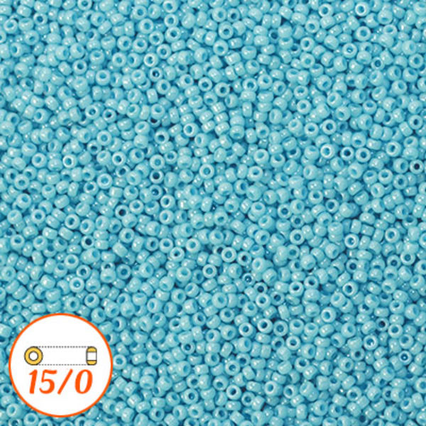 Miyuki seed beads 15/0, opaque light aqua luster, 10g
