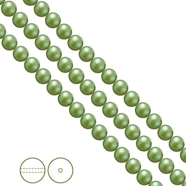 Preciosa Nacre Pearls (premiumkvalitet), 6mm, Pearlescent Green,