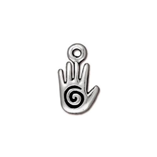 TierraCast berlock Spiral Hand, 8.5x14.5mm, silverpläterad, 1st silver