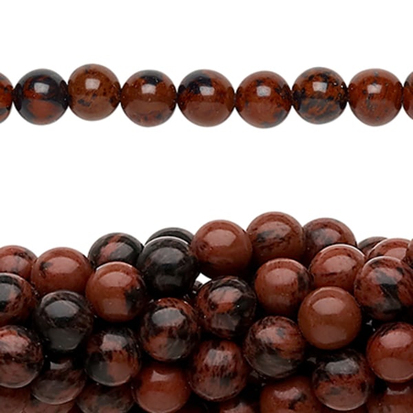 Pärlor av naturlig mahognyobsidian, 6mm brun 20