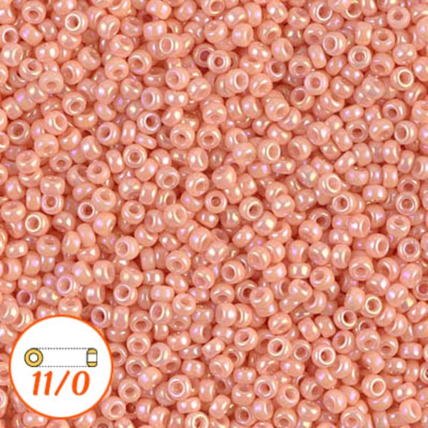 Miyuki seed beads 11/0, opaque salmon AB, 10g