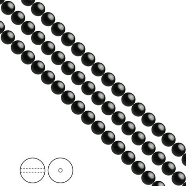 Preciosa Nacre Pearls (premiumkvalitet), 5mm, Magic Black, 25st